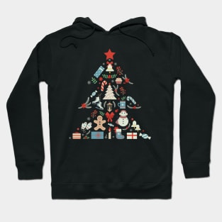 Christmas Tree Shape With Snowman And Ornaments Hoodie